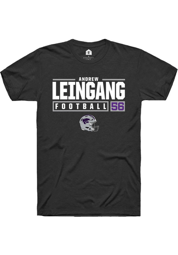 Andrew Leingang K-State Wildcats Black Rally NIL Stacked Box Short Sleeve T Shirt