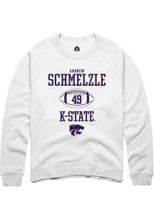 Andrew Schmelzle Rally Mens White K-State Wildcats NIL Sport Icon Crew Sweatshirt