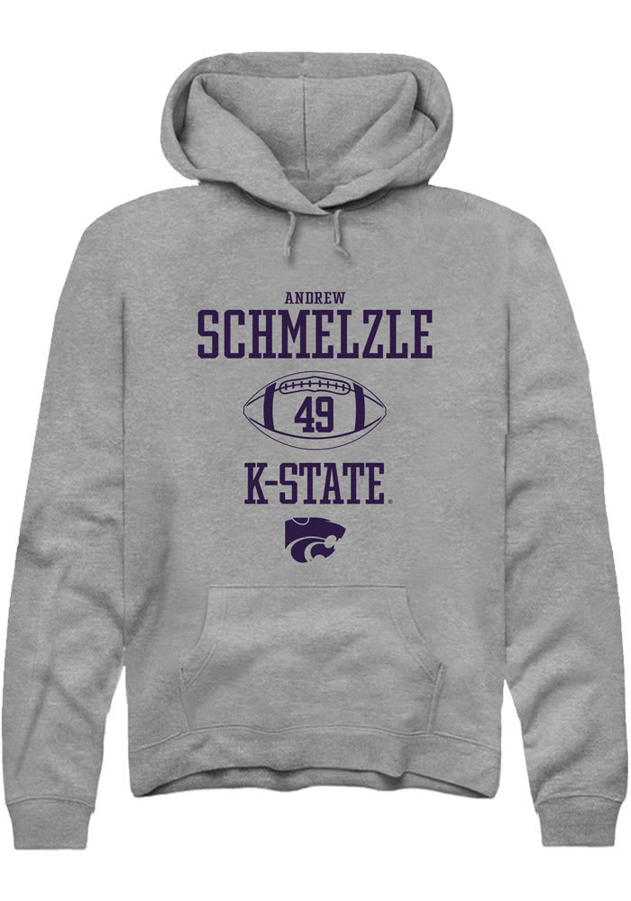 Andrew Schmelzle Rally K-State Wildcats Mens Grey NIL Sport Icon Long Sleeve Hoodie