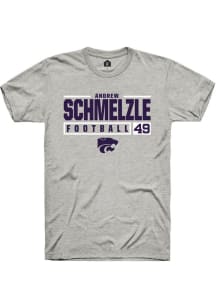 Andrew Schmelzle Ash K-State Wildcats NIL Stacked Box Short Sleeve T Shirt