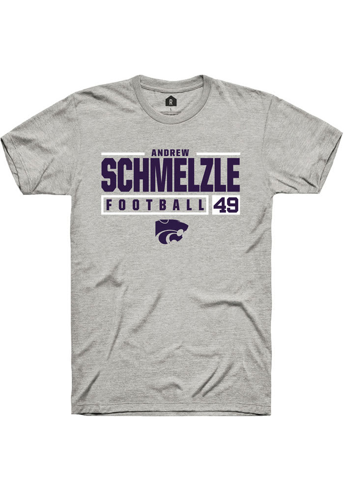Andrew Schmelzle K-State Wildcats Grey Rally NIL Stacked Box Short Sleeve T Shirt