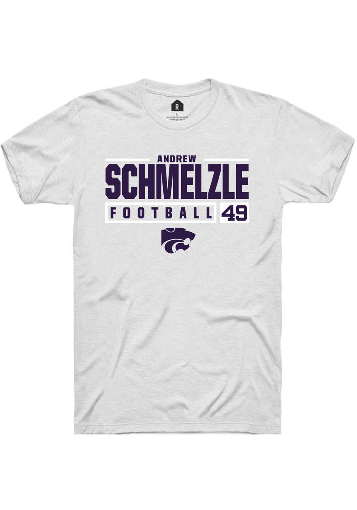 Andrew Schmelzle K-State Wildcats White Rally NIL Stacked Box Short Sleeve T Shirt