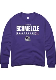 Andrew Schmelzle Rally Mens Purple K-State Wildcats NIL Stacked Box Crew Sweatshirt