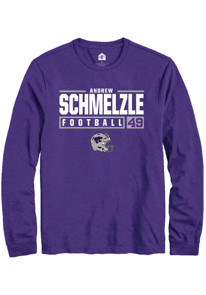 Andrew Schmelzle K-State Wildcats Purple Rally NIL Stacked Box Long Sleeve T Shirt