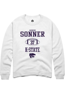 Andrew Sonner Rally Mens White K-State Wildcats NIL Sport Icon Crew Sweatshirt