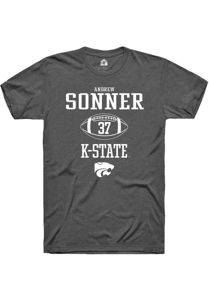Andrew Sonner K-State Wildcats Grey Rally NIL Sport Icon Short Sleeve T Shirt