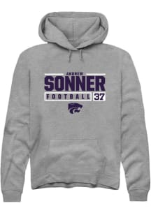 Andrew Sonner Rally Mens Graphite K-State Wildcats NIL Stacked Box Hooded Sweatshirt