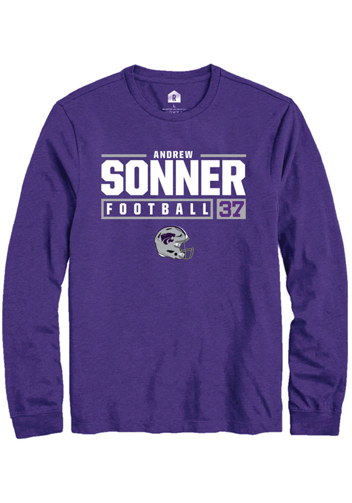 Andrew Sonner K-State Wildcats Purple Rally NIL Stacked Box Long Sleeve T Shirt