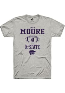 Austin Moore  K-State Wildcats Ash Rally NIL Sport Icon Short Sleeve T Shirt