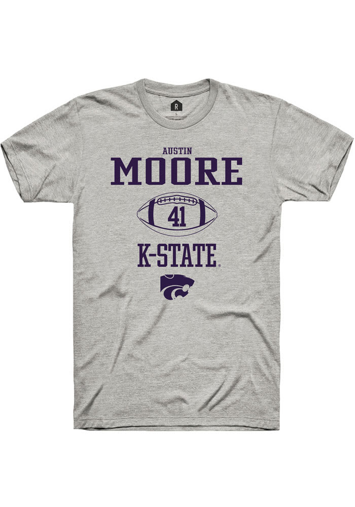 Austin Moore K-State Wildcats Grey Rally NIL Sport Icon Short Sleeve T Shirt