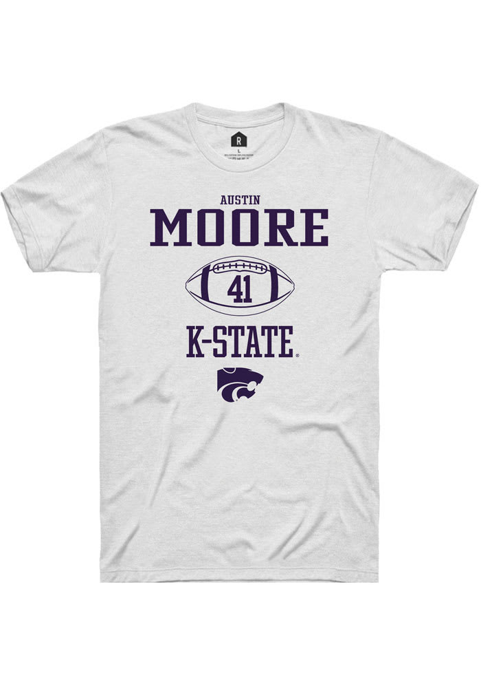 Austin Moore K-State Wildcats White Rally NIL Sport Icon Short Sleeve T Shirt