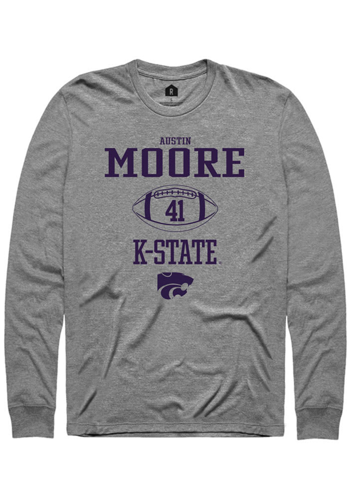 Austin Moore K-State Wildcats Grey Rally NIL Sport Icon Long Sleeve T Shirt