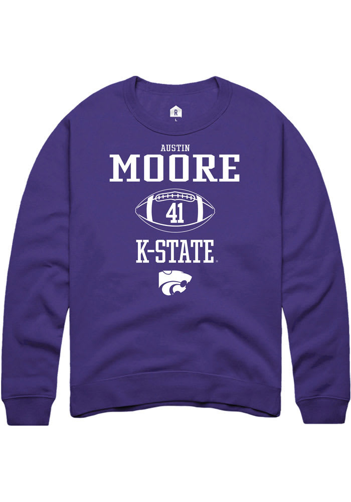 Austin Moore Rally K-State Wildcats Mens Purple NIL Sport Icon Long Sleeve Crew Sweatshirt