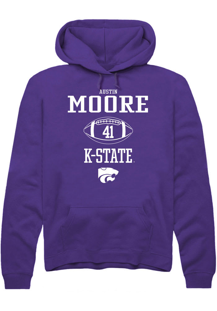 Austin Moore Rally K-State Wildcats Mens Purple NIL Sport Icon Long Sleeve Hoodie