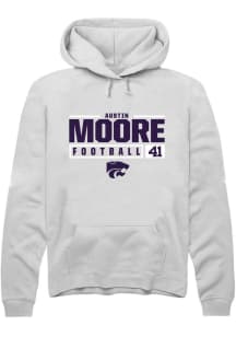 Austin Moore  Rally K-State Wildcats Mens White NIL Stacked Box Long Sleeve Hoodie