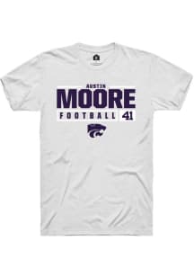 Austin Moore  K-State Wildcats White Rally NIL Stacked Box Short Sleeve T Shirt