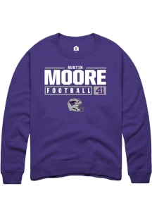 Austin Moore  Rally K-State Wildcats Mens Purple NIL Stacked Box Long Sleeve Crew Sweatshirt