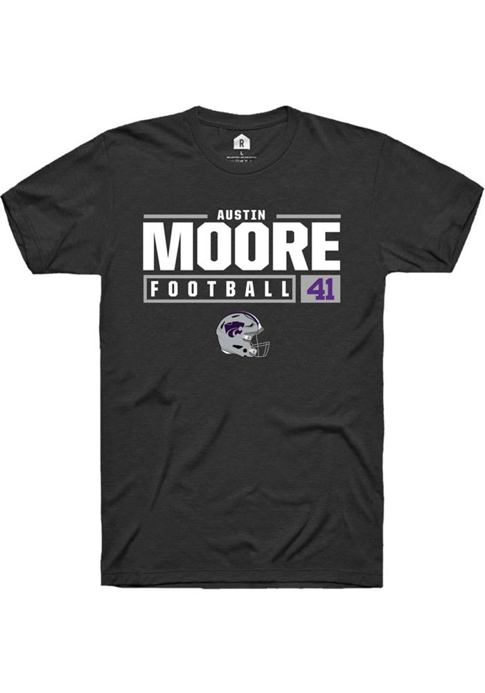 Austin Moore K-State Wildcats Black Rally NIL Stacked Box Short Sleeve T Shirt