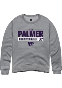 Beau Palmer Rally Mens Graphite K-State Wildcats NIL Stacked Box Crew Sweatshirt