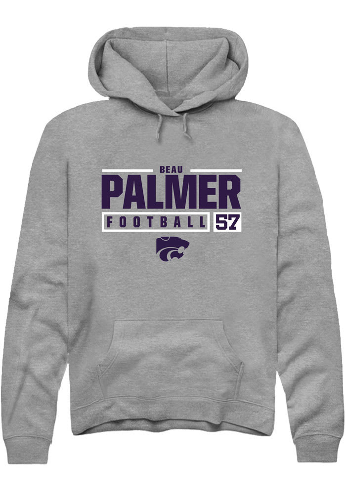 Beau Palmer Rally K-State Wildcats Mens Grey NIL Stacked Box Long Sleeve Hoodie