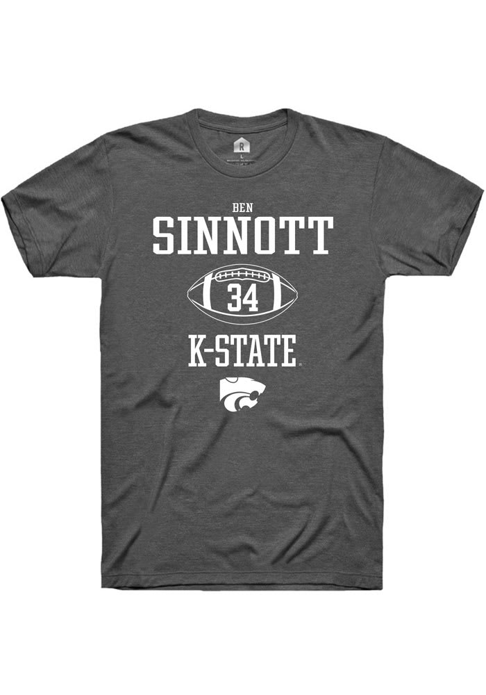 Ben Sinnott K-State Wildcats Grey Rally NIL Sport Icon Short Sleeve T Shirt