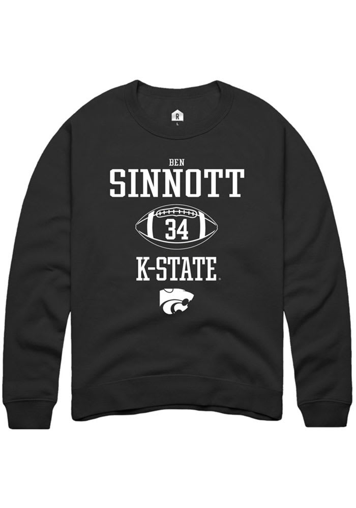 Ben Sinnott Rally K-State Wildcats Mens Black NIL Sport Icon Long Sleeve Crew Sweatshirt