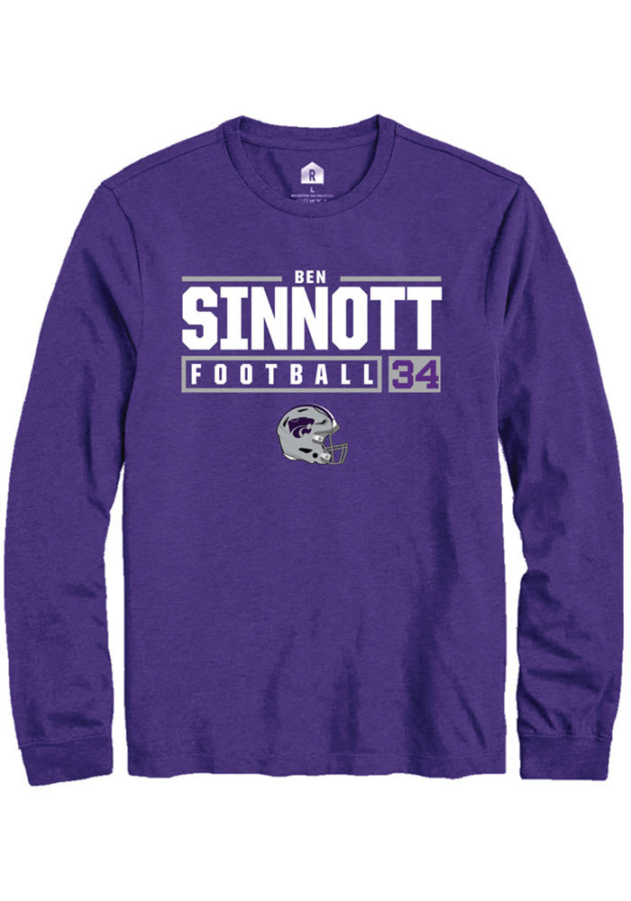 Ben Sinnott K-State Wildcats Purple Rally NIL Stacked Box Long Sleeve T Shirt