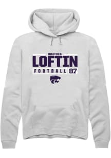 Brayden Loftin Rally Mens White K-State Wildcats NIL Stacked Box Hooded Sweatshirt