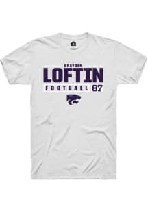 Brayden Loftin White K-State Wildcats NIL Stacked Box Short Sleeve T Shirt