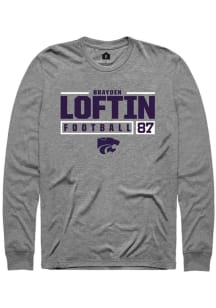 Brayden Loftin Rally Mens Graphite K-State Wildcats NIL Stacked Box Tee