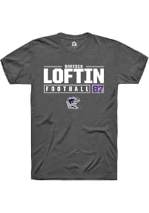 Brayden Loftin Dark Grey K-State Wildcats NIL Stacked Box Short Sleeve T Shirt