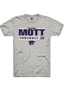 Brendan Mott Ash K-State Wildcats NIL Stacked Box Short Sleeve T Shirt