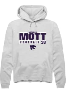 Brendan Mott Rally Mens White K-State Wildcats NIL Stacked Box Hooded Sweatshirt