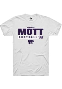 Brendan Mott White K-State Wildcats NIL Stacked Box Short Sleeve T Shirt