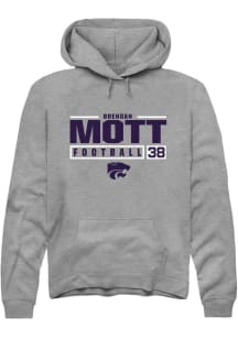 Brendan Mott Rally Mens Graphite K-State Wildcats NIL Stacked Box Hooded Sweatshirt