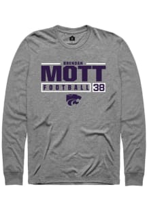 Brendan Mott Rally Mens Graphite K-State Wildcats NIL Stacked Box Tee