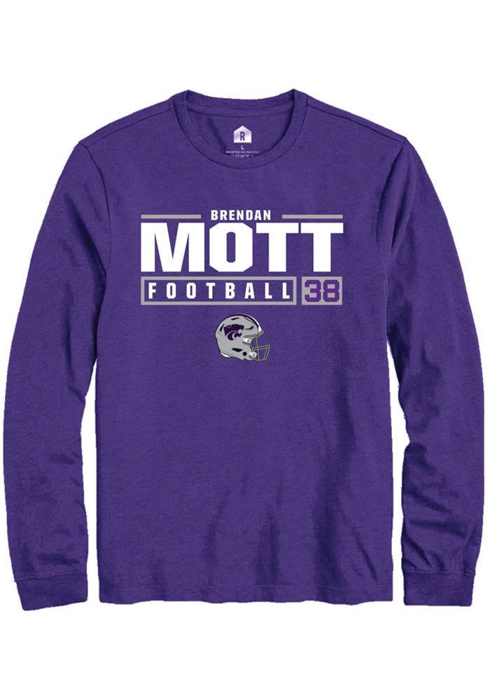 Brendan Mott K-State Wildcats Purple Rally NIL Stacked Box Long Sleeve T Shirt