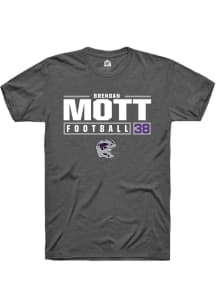 Brendan Mott Dark Grey K-State Wildcats NIL Stacked Box Short Sleeve T Shirt