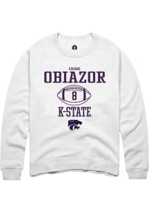 Chiddi Obiazor Rally Mens White K-State Wildcats NIL Sport Icon Crew Sweatshirt