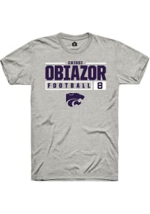 Chiddi Obiazor Ash K-State Wildcats NIL Stacked Box Short Sleeve T Shirt