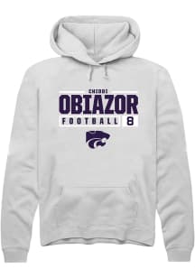 Chiddi Obiazor Rally Mens White K-State Wildcats NIL Stacked Box Hooded Sweatshirt