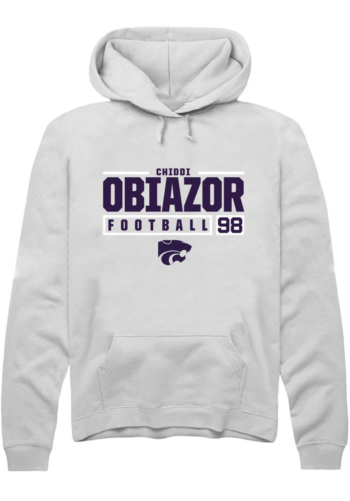 Chiddi Obiazor Rally K-State Wildcats Mens White NIL Stacked Box Long Sleeve Hoodie