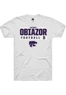 Chiddi Obiazor White K-State Wildcats NIL Stacked Box Short Sleeve T Shirt