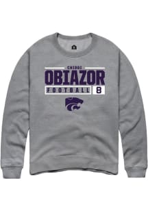 Chiddi Obiazor Rally Mens Graphite K-State Wildcats NIL Stacked Box Crew Sweatshirt