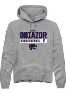 Chiddi Obiazor Rally Mens Graphite K-State Wildcats NIL Stacked Box Hooded Sweatshirt