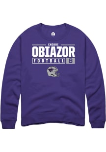 Chiddi Obiazor Rally Mens Purple K-State Wildcats NIL Stacked Box Crew Sweatshirt