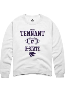 Chris Tennant Rally Mens White K-State Wildcats NIL Sport Icon Crew Sweatshirt