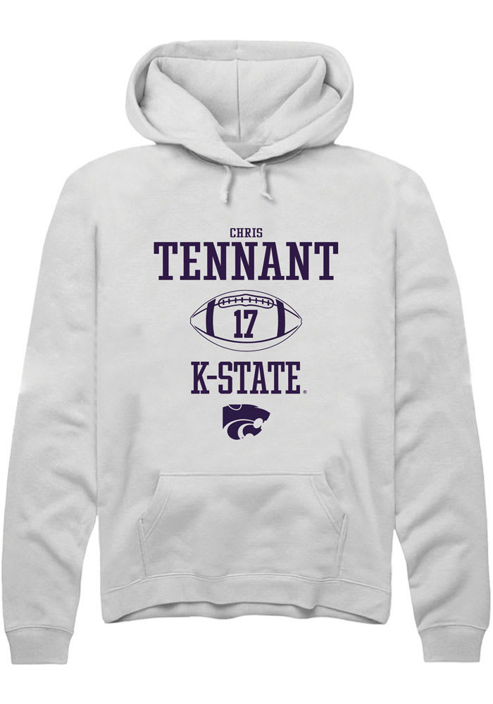 Chris Tennant Rally K-State Wildcats Mens White NIL Sport Icon Long Sleeve Hoodie