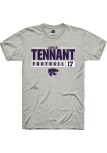 Chris Tennant Ash K-State Wildcats NIL Stacked Box Short Sleeve T Shirt