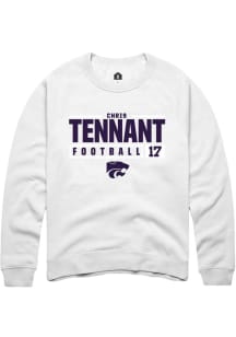 Chris Tennant Rally Mens White K-State Wildcats NIL Stacked Box Crew Sweatshirt